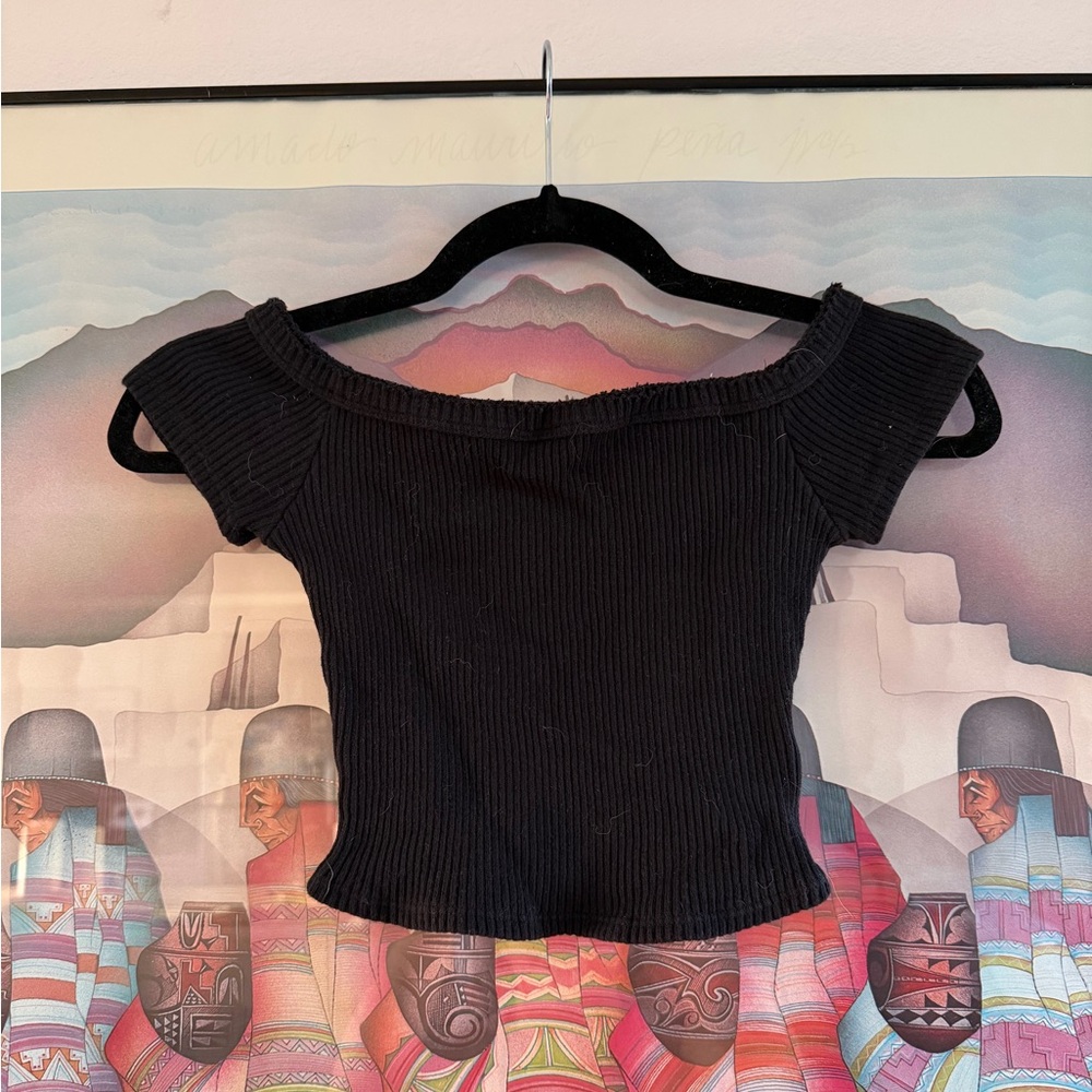 Urban Outfitters Black Ribbed Crop Top
